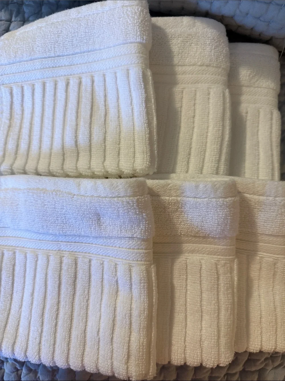 NWOT Set-of-6 100% Cotton Soft and Plush Ribbed Washcloths, each ~ 11”x11.5”